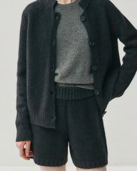 Damen Kaschmir-Woll Cardigan & Shorts Set