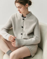 Damen Kaschmir-Woll Cardigan & Shorts Set