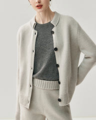 Damen Kaschmir-Woll Cardigan & Shorts Set