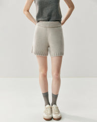 Damen Kaschmir-Woll Cardigan & Shorts Set