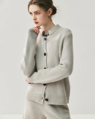 Damen Kaschmir-Woll Cardigan & Shorts Set
