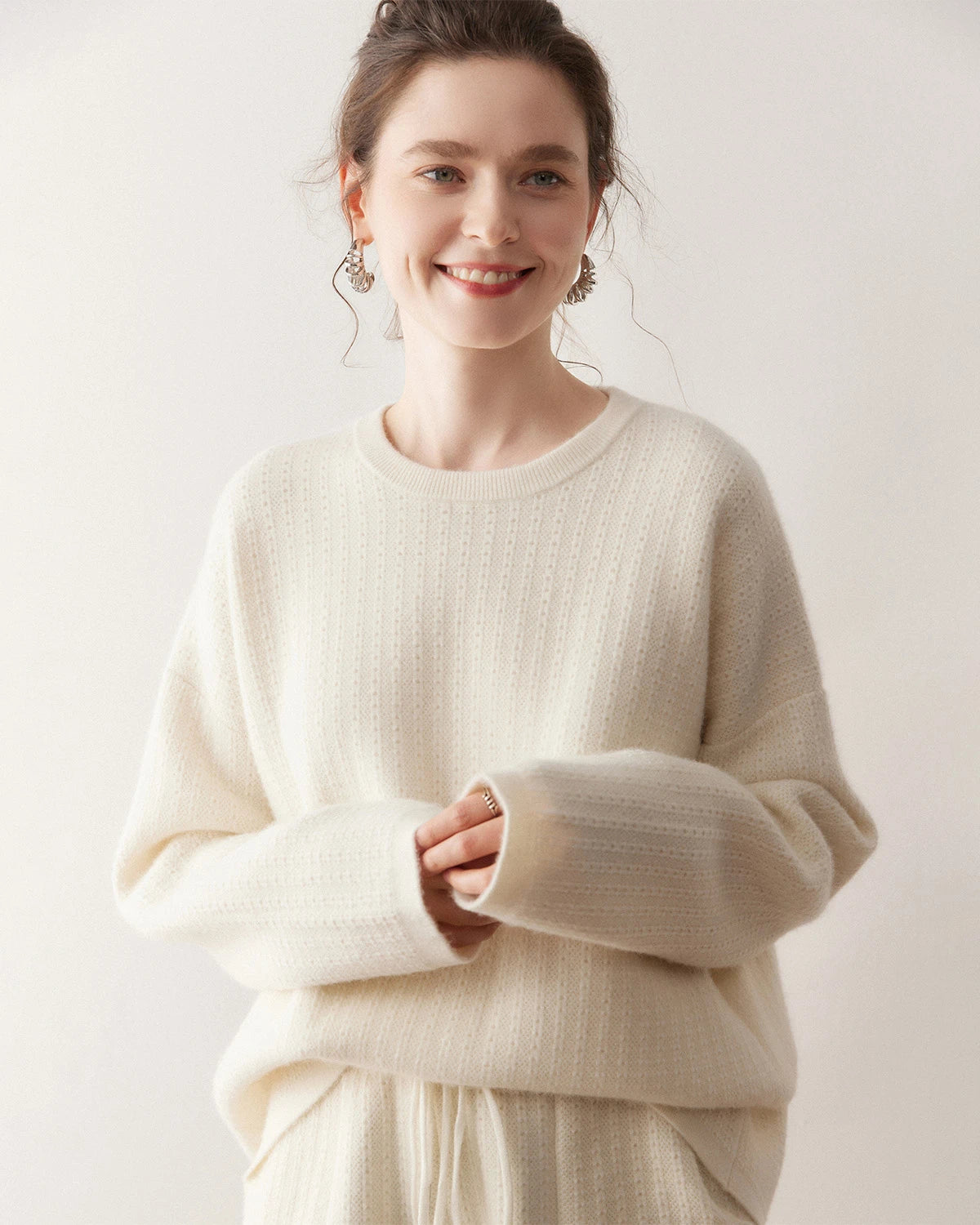 Damen Kaschmir-Woll Strickpullover und Shorts Set