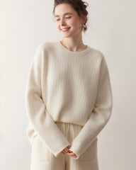 Damen Kaschmir-Woll Strickpullover und Shorts Set
