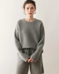 Damen Kaschmir-Woll Strickpullover und Shorts Set
