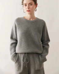 Damen Kaschmir-Woll Strickpullover und Shorts Set