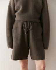 Damen Kaschmir-Woll Strickpullover und Shorts Set