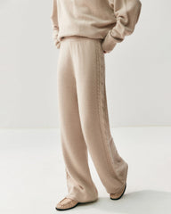 Damen Kaschmir-Woll Strickhose mit weitem Bein