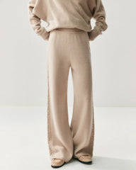 Damen Kaschmir-Woll Strickhose mit weitem Bein