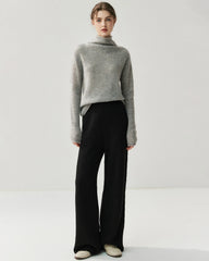 Damen Kaschmir-Woll Strickhose mit weitem Bein