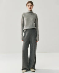 Damen Kaschmir-Woll Strickhose mit weitem Bein