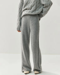 Damen Kaschmir-Woll Strickhose mit weitem Bein