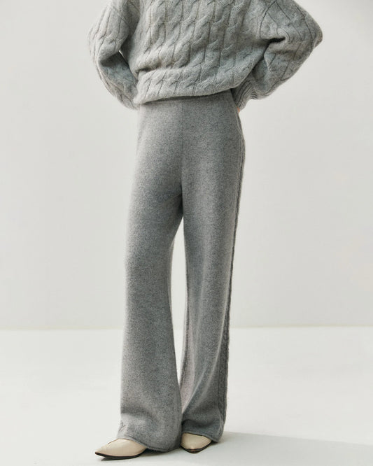 Damen Kaschmir-Woll Strickhose mit weitem Bein
