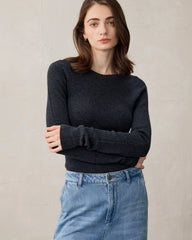 Damen Stricktop aus Wolle und Kaschmir mit Rundhalsausschnitt