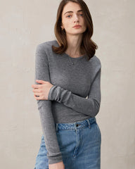 Damen Stricktop aus Wolle und Kaschmir mit Rundhalsausschnitt