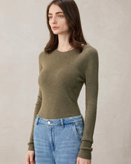 Damen Stricktop aus Wolle und Kaschmir mit Rundhalsausschnitt