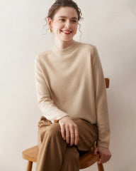 Damen-Kaschmirpullover mit halbem Stehkragen