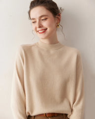 Damen-Kaschmirpullover mit halbem Stehkragen