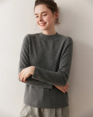 Damen-Kaschmirpullover mit halbem Stehkragen