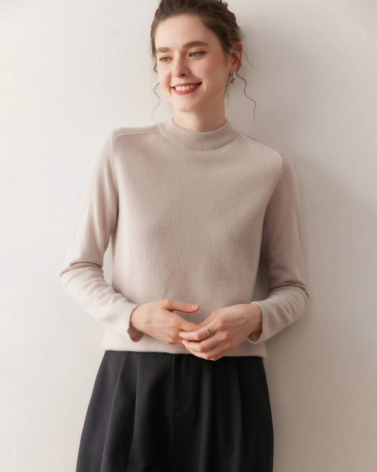 Damen-Kaschmirpullover mit halbem Stehkragen