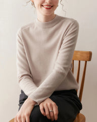 Damen-Kaschmirpullover mit halbem Stehkragen
