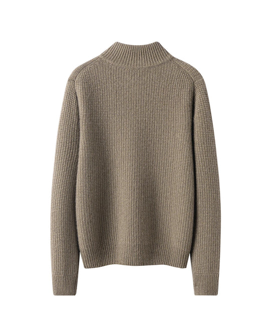 Damen-Kaschmirpullover mit halbem Reißverschluss