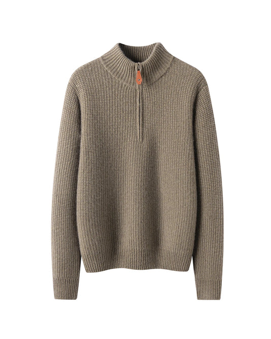 Damen-Kaschmirpullover mit halbem Reißverschluss