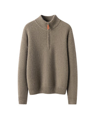 Damen-Kaschmirpullover mit halbem Reißverschluss