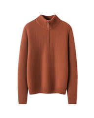 Damen-Kaschmirpullover mit halbem Reißverschluss