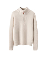 Damen-Kaschmirpullover mit halbem Reißverschluss