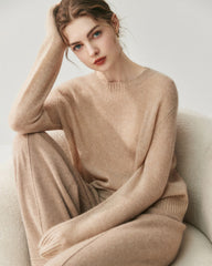 Damen Leichter Kaschmirpullover mit Rundhalsausschnitt