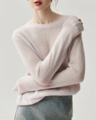 Damen Leichter Kaschmirpullover mit Rundhalsausschnitt
