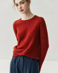 Damen Leichter Kaschmirpullover mit Rundhalsausschnitt