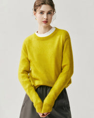 Damen Leichter Kaschmirpullover mit Rundhalsausschnitt