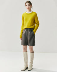 Damen Leichter Kaschmirpullover mit Rundhalsausschnitt