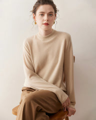 Damen-Leichter Kaschmirpullover mit Stehkragen