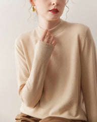 Damen-Leichter Kaschmirpullover mit Stehkragen