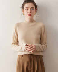 Damen-Leichter Kaschmirpullover mit Stehkragen