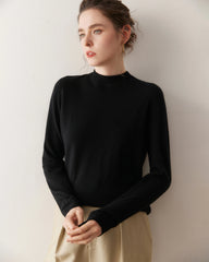 Damen-Leichter Kaschmirpullover mit Stehkragen