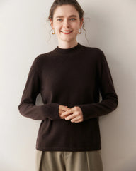 Damen-Leichter Kaschmirpullover mit Stehkragen