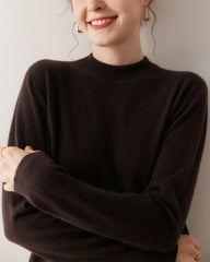 Damen-Leichter Kaschmirpullover mit Stehkragen