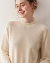 Damen-Leichter Kaschmirpullover mit Stehkragen