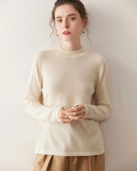 Damen-Leichter Kaschmirpullover mit Stehkragen