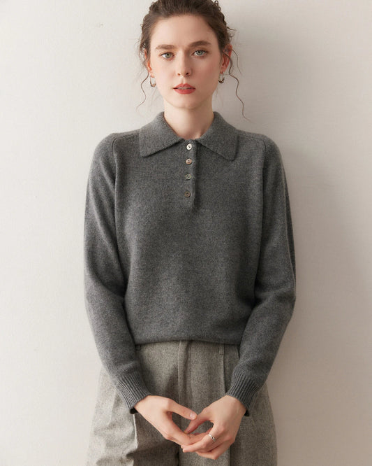 Damen Kaschmirpullover mit Polokragen