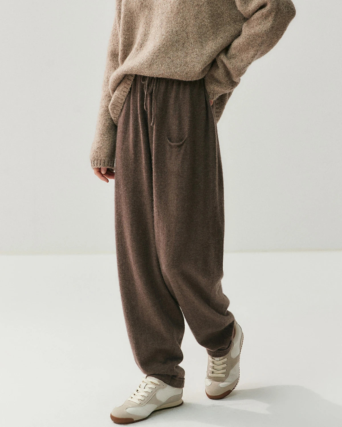 Damen Kaschmir-Wollhose mit lockerem Schnitt