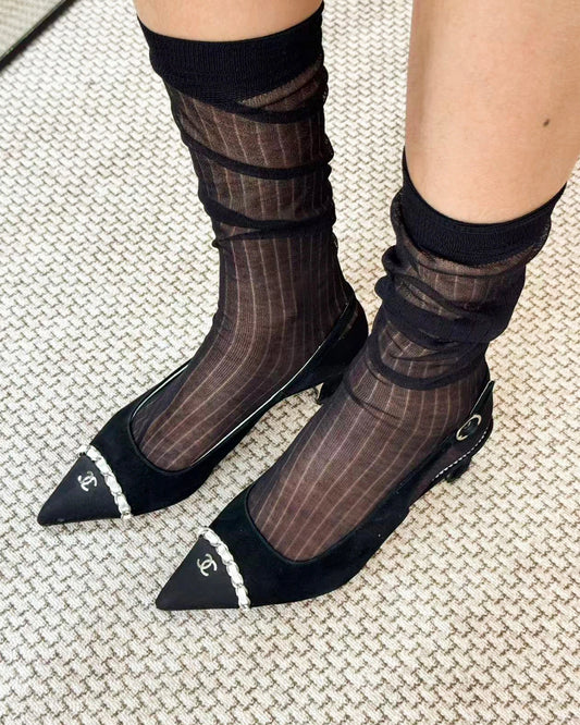 Damen Feine Cashmere-Modal-Mix Wadenlange Socken