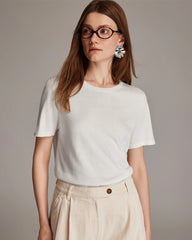 Damen-T-Shirt aus Seidenjersey mit kurzen Ärmeln