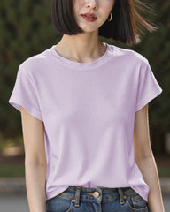 Seidenjersey T-Shirt mit Rundhals – Damen