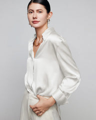 30 Momme Damen-Seidenbluse im Lässigen Stil