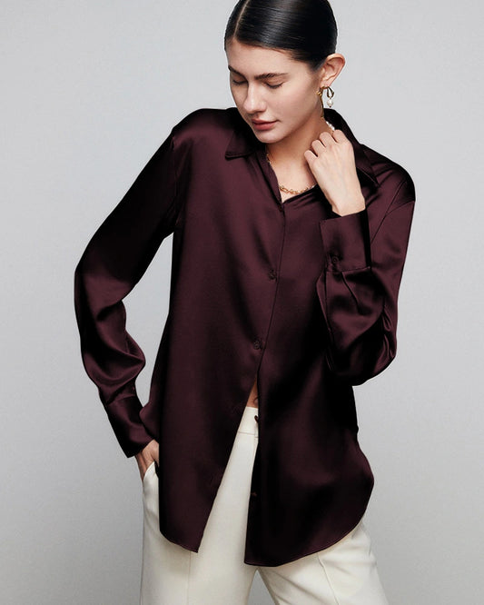 30 Momme Damen-Seidenbluse im Lässigen Stil