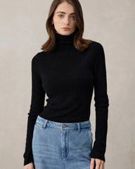 Damen Rollkragen-Stricktop aus Wolle und Kaschmir